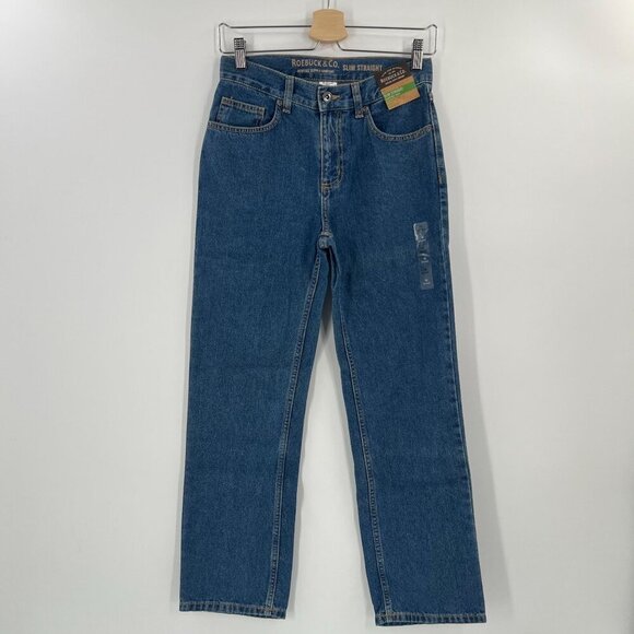 Roebuck & Co Boys Size 14 Blue Denim Slim Straight Jeans Adjustable Waist - Picture 4 of 11